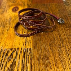 Red Leather Wrap Inspirational Bracelet